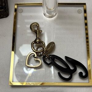 Gucci Gold and Black Heart Charm Keychain